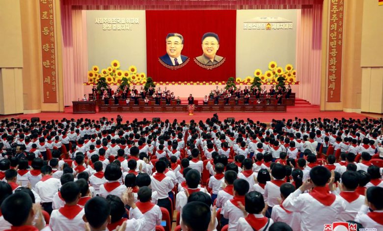 Kim Jong Un attending the Eighth Congress of the Korean Children’s Union in June 2017