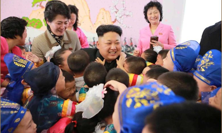 Kim Jong Un visiting the Pyongyang Baby Home and Orphanage and congratulating the orphans on greeting the new year in January Juche 104 (2015)