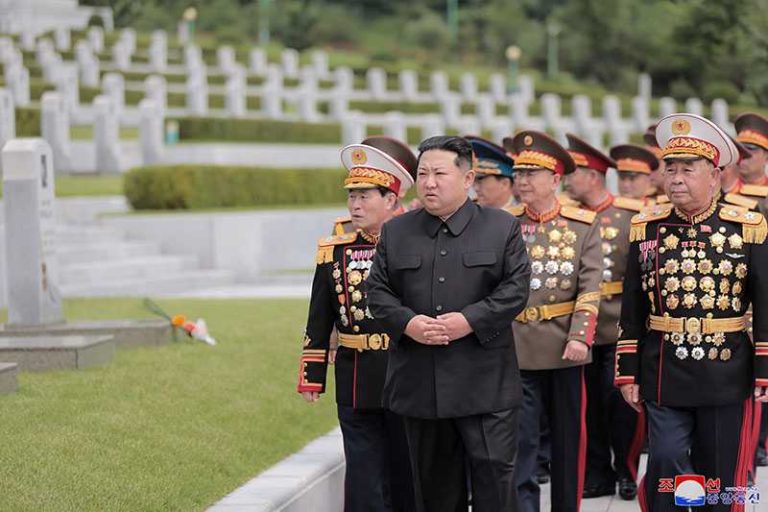Kim Jong Un looking around the martyrs cemetery